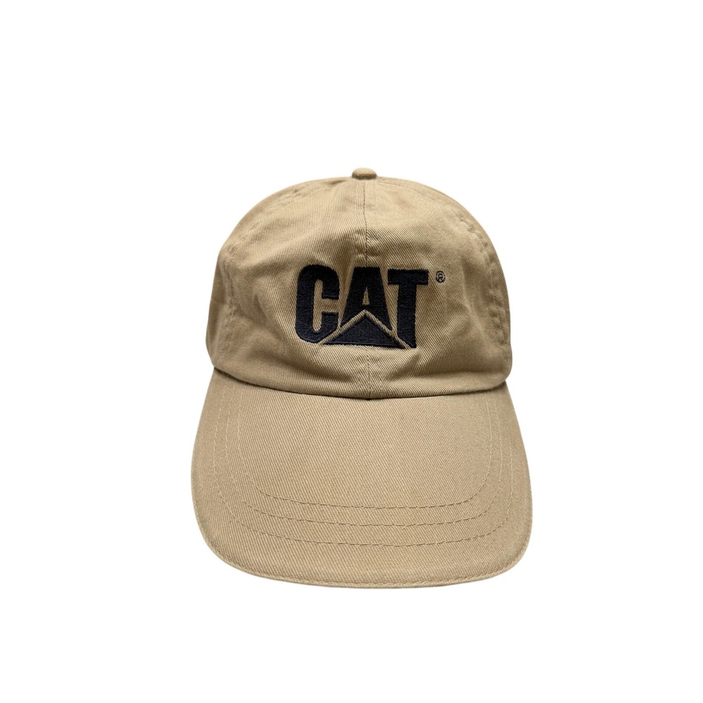 Caterpillar CAT Baseball Cap Hat Mens Tan Khaki Embroidered Logo Strapback OSFM
